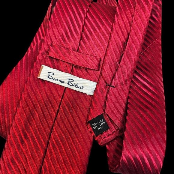 Vintage Burma Bibas Handmade Silk Tie Monochrome Angular Stripes Mens 3.5" x 60" - Picture 4 of 6